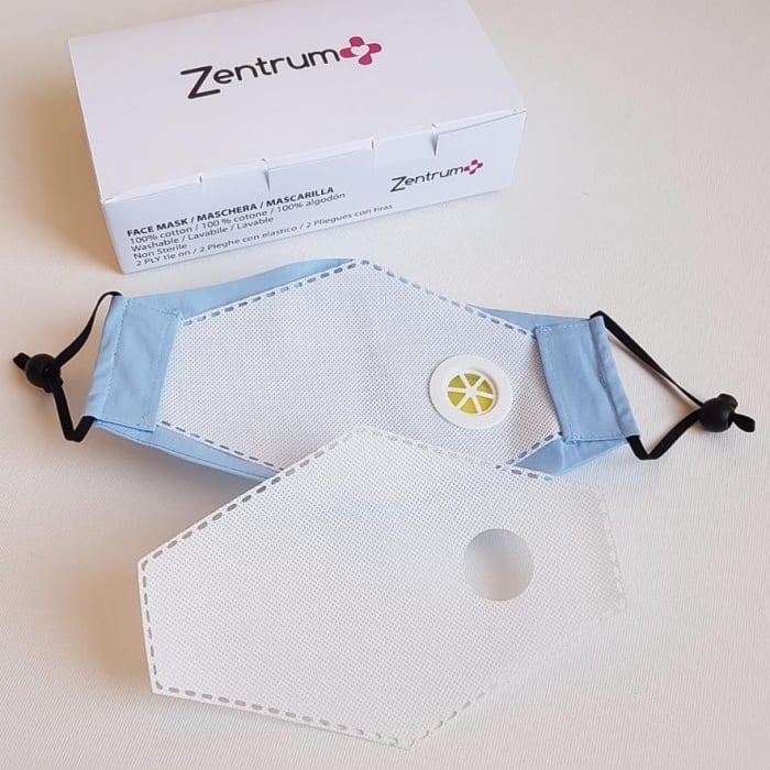 Acoperitoare faciala de utilizat in colectivitate reutilizabila cu filtru si valva