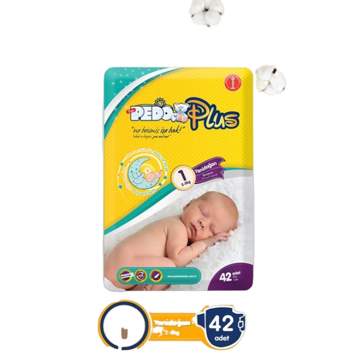 Scutece PEDO PLUS, Marimea 1, 2-5 kg, 40 buc.
