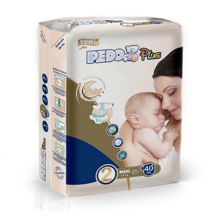 Scutece PEDO PLUS, Marimea 2, 3-6 kg, 40 buc.
