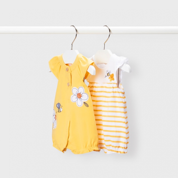 Set 2 salopete scurte ECOFRIENDS nou nascut fata - 1618