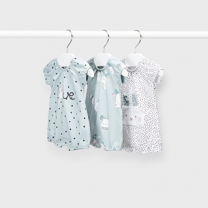 Set 3 pijamale scurte ECOFRIENDS nou-nascut fata - 1613