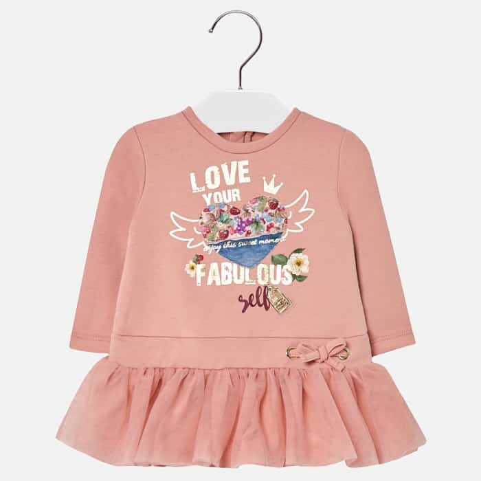 ROCHIE MANECA LUNGA SERIGRAFIATA CU FUSTA TIUL SUPRAPUS 2948