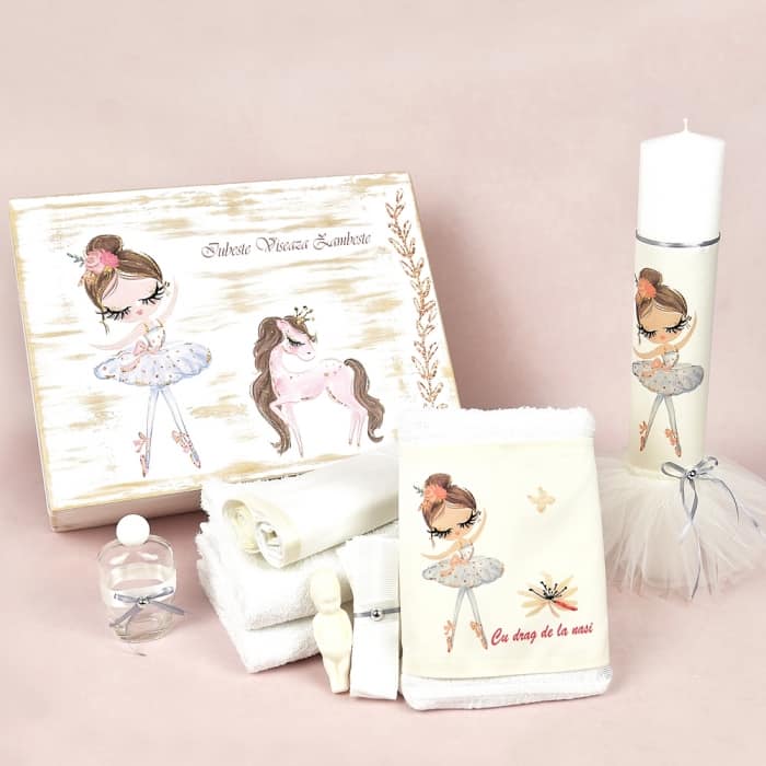 Trusou botez pastel Pretty Ballerina White