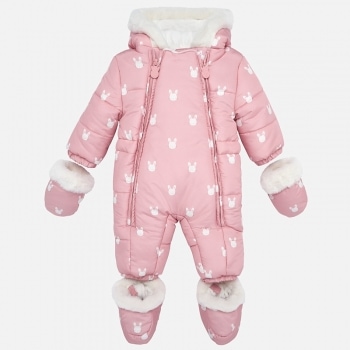 Combinezon cu imprimeu iepurasi bebe nou-nascut