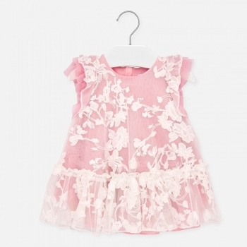 Rochie tul brodat roz bebe fetita 1910