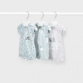 Set 3 pijamale scurte ECOFRIENDS nou-nascut fata - 1613