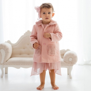 Palton fetite roz cu blanita, MARINA