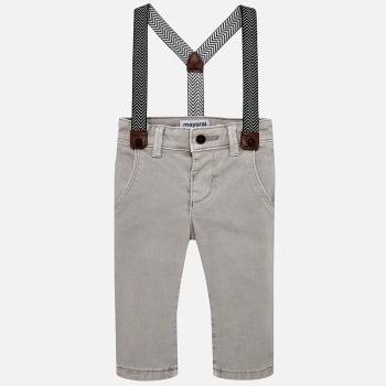 PANTALONI GRI CU BRETELE PENTRU BAIETI 2548