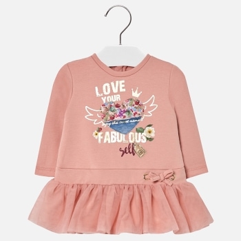 ROCHIE MANECA LUNGA SERIGRAFIATA CU FUSTA TIUL SUPRAPUS 2948